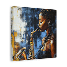 Load image into Gallery viewer, Saxophone Art Canvas, Jazz Decor, Music Lover Gift, Home Wall Art, Portrait Painting, Modern Artwork, Unique Gift Idea