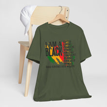 Load image into Gallery viewer, Empowered Black Woman Tee - I AM A BLACK Heart Design - Unisex Jersey Short Sleeve