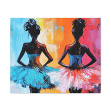 Load image into Gallery viewer, Dancing Ballerinas Canvas Wall Art, Colorful Abstract Ballet Painting, Girls Room Decor, Gift for Dance Lovers, Modern Art