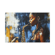 Load image into Gallery viewer, Saxophone Art Canvas, Jazz Decor, Music Lover Gift, Home Wall Art, Portrait Painting, Modern Artwork, Unique Gift Idea