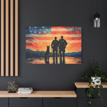 Load image into Gallery viewer, Patriotic Canvas Print - Heroes and Their Dogs - Perfect for Veterans Day and Memorial Day