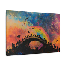 Load image into Gallery viewer, Vibrant Pet Lovers Canvas Art - Rainbow Bridge Design