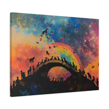 Load image into Gallery viewer, Vibrant Pet Lovers Canvas Art - Rainbow Bridge Design