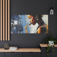 Load image into Gallery viewer, Saxophone Art Canvas, Music Lover Decor, Jazz Wall Art, Unique Gift for Musicians, Home Office Decoration, Inspirational Artwork