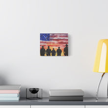 Load image into Gallery viewer, Patriotic Canvas Art - Silhouetted Police Officers with American Flag