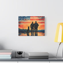 Load image into Gallery viewer, Patriotic Canvas Print - Heroes and Their Dogs - Perfect for Veterans Day and Memorial Day