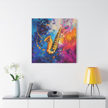 Load image into Gallery viewer, Colorful Saxophone Canvas Art - Vibrant Jazz Wall Decor