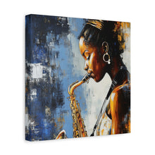 Load image into Gallery viewer, Saxophone Art Canvas, Music Lover Decor, Jazz Wall Art, Unique Gift for Musicians, Home Office Decoration, Inspirational Artwork