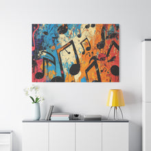 Load image into Gallery viewer, Vibrant Music Note Canvas Art - Colorful Stretched Wall Decor