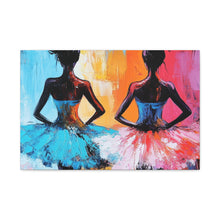 Load image into Gallery viewer, Dancing Ballerinas Canvas Wall Art, Colorful Abstract Ballet Painting, Girls Room Decor, Gift for Dance Lovers, Modern Art