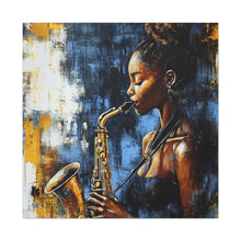 Load image into Gallery viewer, Saxophone Art Canvas, Jazz Decor, Music Lover Gift, Home Wall Art, Portrait Painting, Modern Artwork, Unique Gift Idea