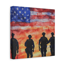 Load image into Gallery viewer, Patriotic Police Canvas Art - American Flag Silhouette
