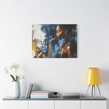 Load image into Gallery viewer, Saxophone Art Canvas, Jazz Decor, Music Lover Gift, Home Wall Art, Portrait Painting, Modern Artwork, Unique Gift Idea