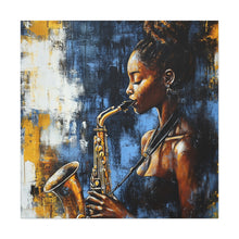 Load image into Gallery viewer, Saxophone Art Canvas, Jazz Decor, Music Lover Gift, Home Wall Art, Portrait Painting, Modern Artwork, Unique Gift Idea