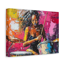 Load image into Gallery viewer, Colorful Drummer Canvas Art Print, Modern Wall Decor, Music Lover Gift, Vibrant Home Accent, Jazz Art Piece, Unique Gift Idea