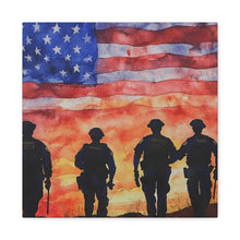 Load image into Gallery viewer, Patriotic Police Canvas Art - American Flag Silhouette