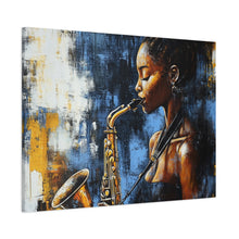Load image into Gallery viewer, Saxophone Art Canvas, Jazz Decor, Music Lover Gift, Home Wall Art, Portrait Painting, Modern Artwork, Unique Gift Idea