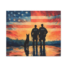 Load image into Gallery viewer, Patriotic Canvas Print - Heroes and Their Dogs - Perfect for Veterans Day and Memorial Day