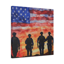 Load image into Gallery viewer, Patriotic Police Canvas Art - American Flag Silhouette