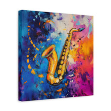Load image into Gallery viewer, Colorful Saxophone Canvas Art - Vibrant Jazz Wall Decor