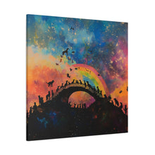 Load image into Gallery viewer, Vibrant Pet Lovers Canvas Art - Rainbow Bridge Design