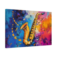 Load image into Gallery viewer, Colorful Saxophone Canvas Art - Vibrant Jazz Wall Decor