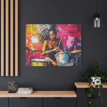 Load image into Gallery viewer, Colorful Drummer Canvas Art Print, Modern Wall Decor, Music Lover Gift, Vibrant Home Accent, Jazz Art Piece, Unique Gift Idea