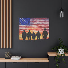 Load image into Gallery viewer, Patriotic Canvas Art - Silhouetted Police Officers with American Flag