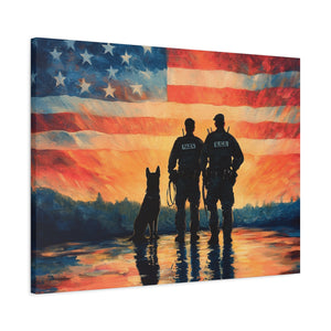 Patriotic Canvas Print - Heroes and Their Dogs - Perfect for Veterans Day and Memorial Day