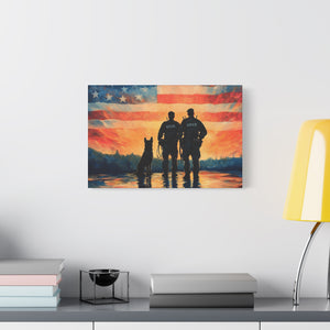 Patriotic Canvas Print - Heroes and Their Dogs - Perfect for Veterans Day and Memorial Day