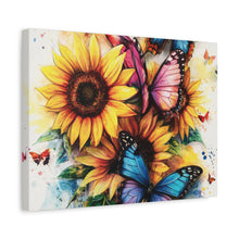 Load image into Gallery viewer, Vibrant Floral Canvas Wall Art, Butterfly Decor
