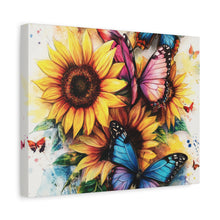 Load image into Gallery viewer, Vibrant Floral Canvas Wall Art, Butterfly Decor
