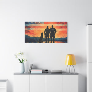 Patriotic Canvas Print - Heroes and Their Dogs - Perfect for Veterans Day and Memorial Day