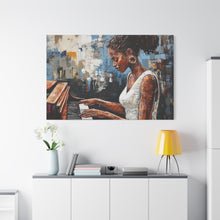 Load image into Gallery viewer, Piano Woman Canvas Art, Stylish Modern Decor, Gift for Music Lovers, Home Wall Art, Unique Artistic Playroom Decor
