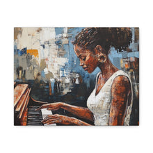 Load image into Gallery viewer, Piano Woman Canvas Art, Stylish Modern Decor, Gift for Music Lovers, Home Wall Art, Unique Artistic Playroom Decor
