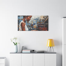 Load image into Gallery viewer, Canvas Wall Art, Piano Woman Artwork, Living Room Decor, Music Lover Gift, Black Artist Print, Home Office Decoration

