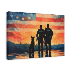 Patriotic Canvas Print - Heroes and Their Dogs - Perfect for Veterans Day and Memorial Day