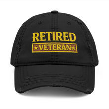Load image into Gallery viewer, Retired Veteran Embroidered Distressed Baseball Cap
