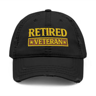 Retired Veteran Embroidered Distressed Baseball Cap