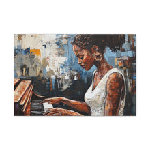 Load image into Gallery viewer, Piano Woman Canvas Art, Stylish Modern Decor, Gift for Music Lovers, Home Wall Art, Unique Artistic Playroom Decor
