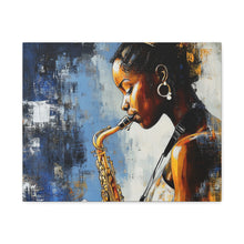 Load image into Gallery viewer, Saxophone Art Canvas, Music Lover Decor, Jazz Wall Art, Unique Gift for Musicians, Home Office Decoration, Inspirational Artwork

