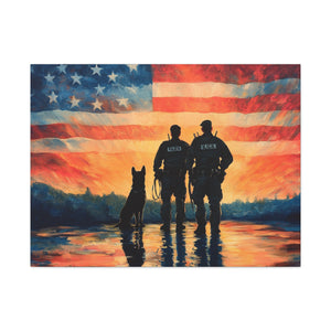 Patriotic Canvas Print - Heroes and Their Dogs - Perfect for Veterans Day and Memorial Day