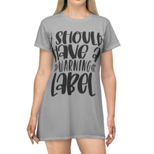Load image into Gallery viewer, T-Shirt Dress (AOP) - Warning
