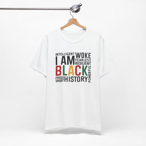 Empowering Black History Unisex Tee - WOKE, INTELLIGENT, RESILIENT