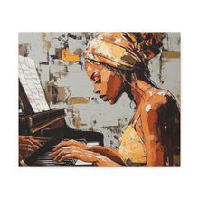 Load image into Gallery viewer, Piano Art Canvas Wall Decor, Inspirational Home Art, Music Lover Gift, Black Woman Artwork, Modern Art Print
