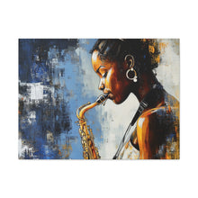 Load image into Gallery viewer, Saxophone Art Canvas, Music Lover Decor, Jazz Wall Art, Unique Gift for Musicians, Home Office Decoration, Inspirational Artwork

