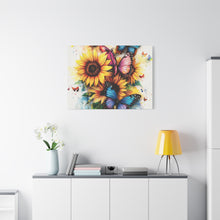 Load image into Gallery viewer, Vibrant Floral Canvas Wall Art, Butterfly Decor
