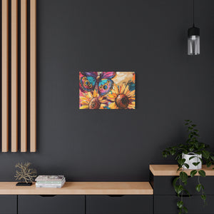Colorful Butterfly and Sunflowers Canvas Art, Nature Wall Decor, Flower Artwork, Gift for Home, Boho Decor, Vibrant Art Print