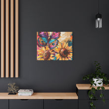 Load image into Gallery viewer, Colorful Butterfly and Sunflowers Canvas Art, Nature Wall Decor, Flower Artwork, Gift for Home, Boho Decor, Vibrant Art Print
