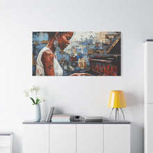 Load image into Gallery viewer, Canvas Wall Art, Piano Woman Artwork, Living Room Decor, Music Lover Gift, Black Artist Print, Home Office Decoration
